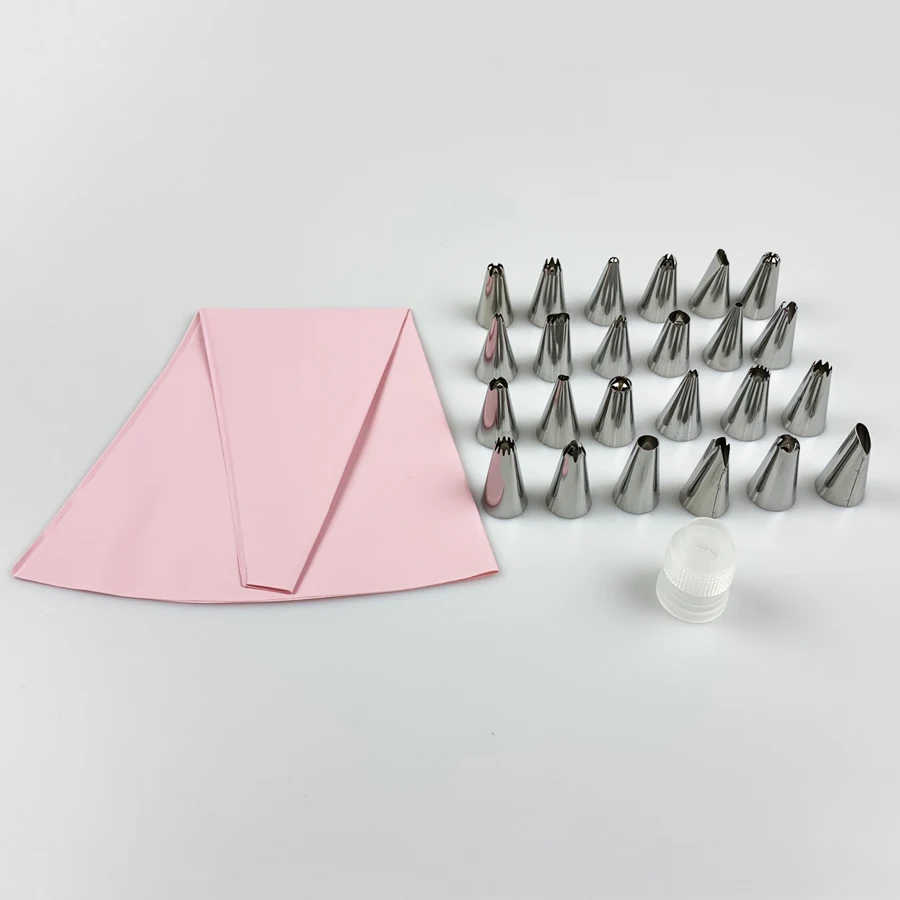 26 шт./компл. силиконовые кондитерского мешка советы Кухня DIY глазировки крем многоразовый кондитерский сумки через плечо+ 24 Насадки Набор для выпечки тортов украшения инструменты