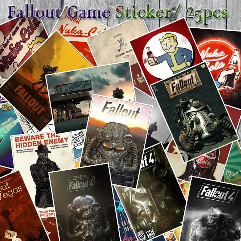 E052-25Pcs 25 шт./лот Fallout наклейки из игры для ноутбука велосипед чемодан DIY Водонепроницаемая игрушка наклейка s лучший подарок, 25 шт стикер, отправляется случайным образом - Цвет: E052-25Pcs