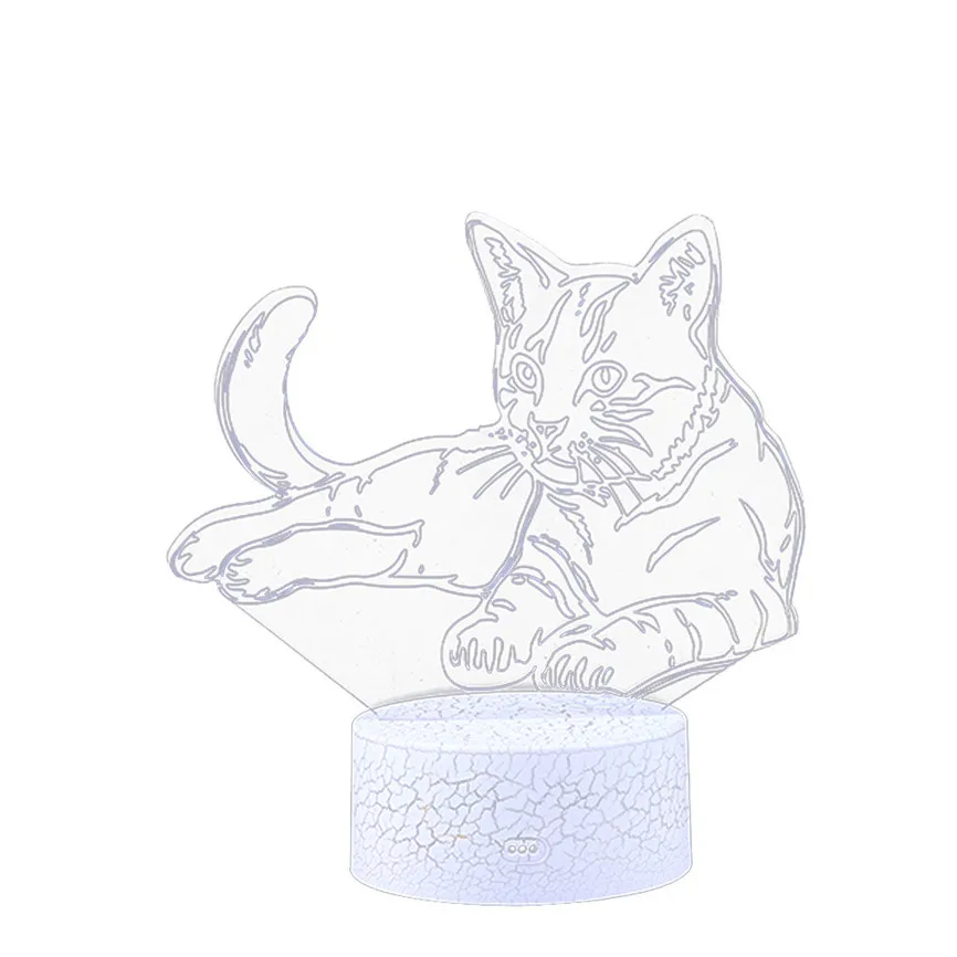 Кошка 3D ночник USB животное сменная лампа настроения светодиодный 7 цветов Иллюзия Настольная лампа с пультом дистанционного управления домашний декор игрушка подарок D#3