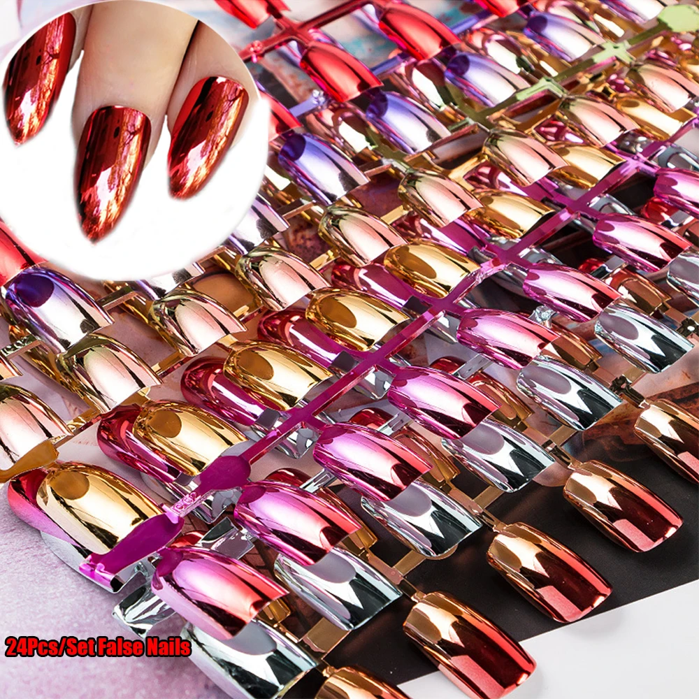 1 комплект зеркальные накладные ногти голографический лазер для наращивания