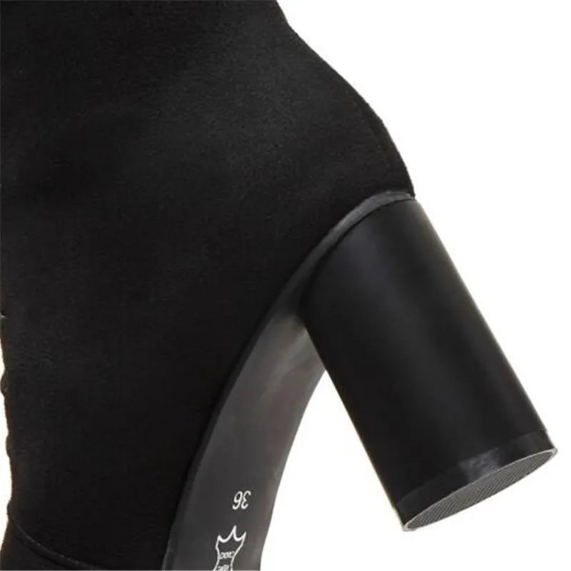 Autumn and winter New style fashion Frosted Suede Square head Anterior frenulum Boots Round heel Keep warm Women 34-48 | Обувь