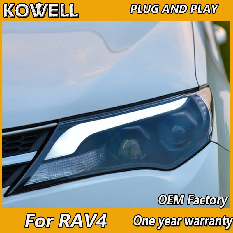KOWELL стайлинга автомобилей для 2014 новинка 2015 RAV4 светодиодный фары DRL Bi Xenon объектив