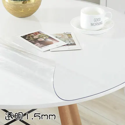 B Transparent 1.5mm Новое поступление Горячая ПВХ Круглый Скатерти прозрачные скатерти кухонный узор масляное покрытие стола стекло мягкое C - Цвет: B Transparent 1.5mm