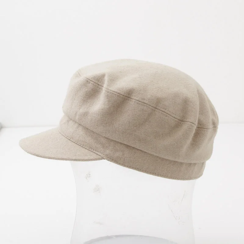 

Free shipping High Quality Newsboy caps Solid Vistor Hats Painting Cap Berets Octagonal Bonnet Wool Warm Short Soft brim Fedoras