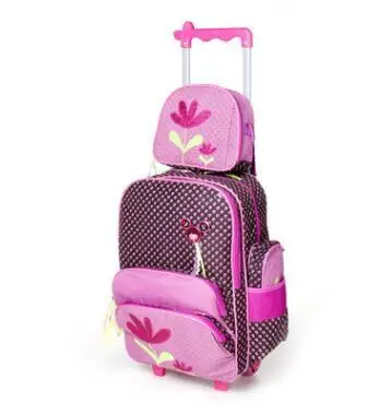 3pc each set pink Детские Сумки на колесиках, школьный рюкзак с колесиками, детский дорожный рюкзак на колесиках для девочек, дорожная сумка, чемодан на колесиках, рюкзаки - Цвет: 3pc each set pink