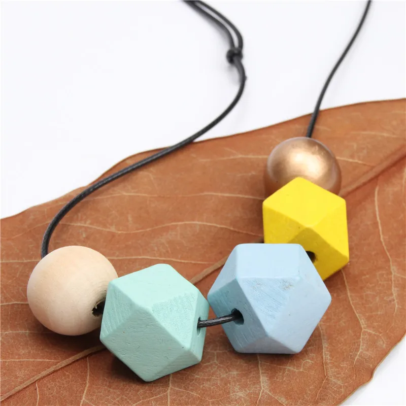 1 шт. этнические геометрические деревянные ожерелья с кулоном для женщин веревка