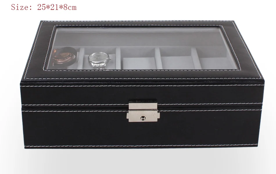 Роскошные старший 10 слотов Дисплей кожа WatchBox серый Бархатный Чехол Органайзер