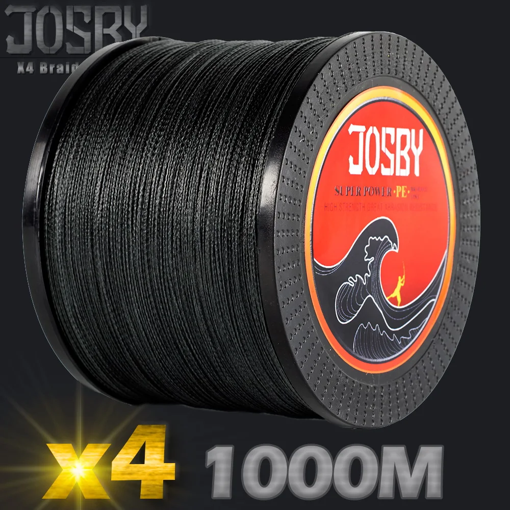 JOSBY плетеная рыболовная леска 1000 м мультифиламентная PE 4 нити рыболовный шнур
