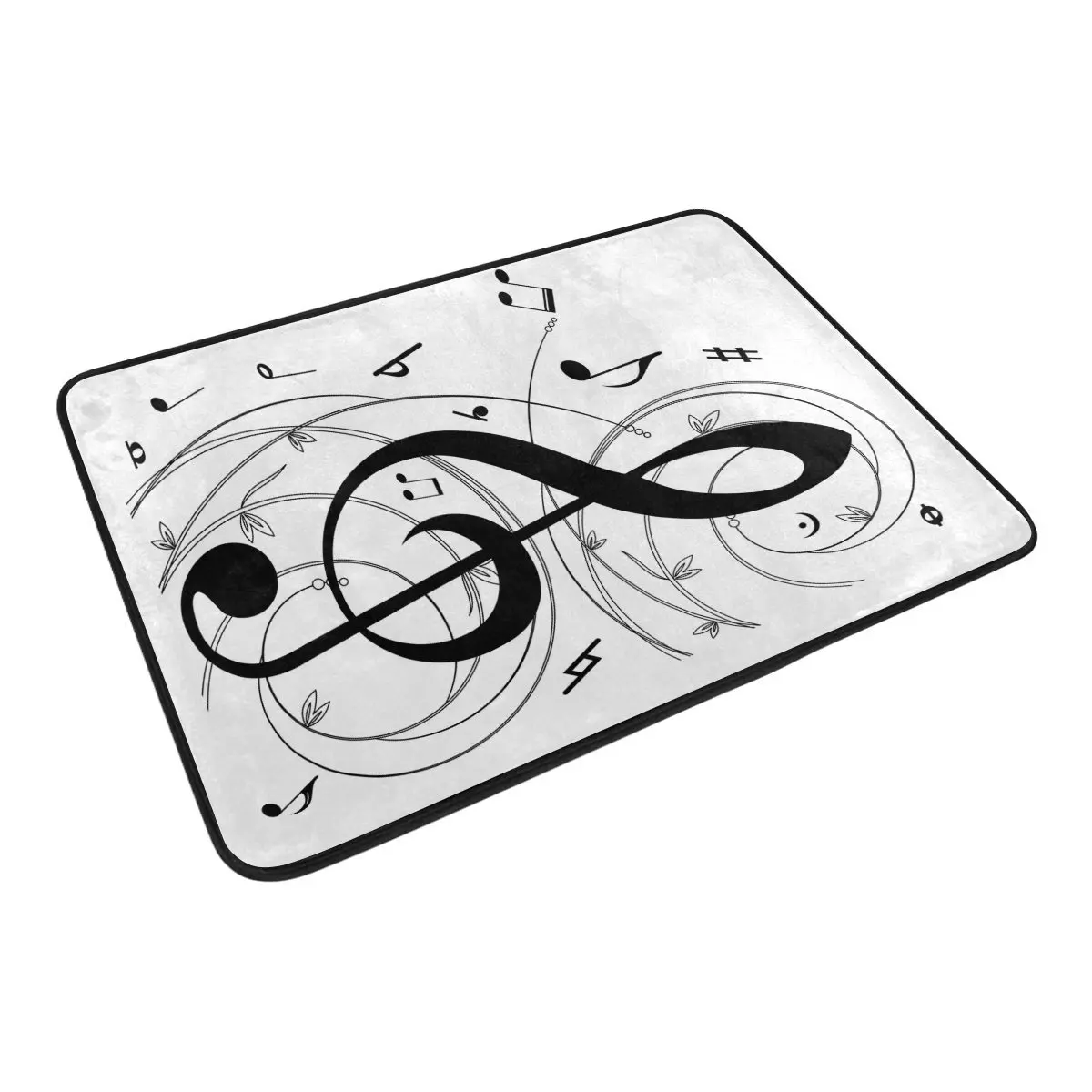 

Music Shower Curtain and Mat Set, Musical Notes Waterproof Fabric Bathroom Curtain Modern