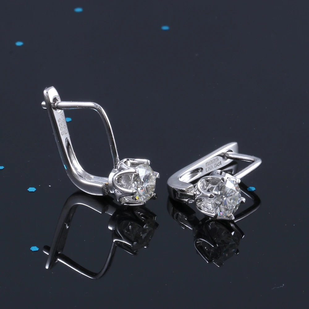 Серьги кольца Trangems из стерлингового серебра S925 1ctw 5 мм HI Color moissanite имитация алмаза