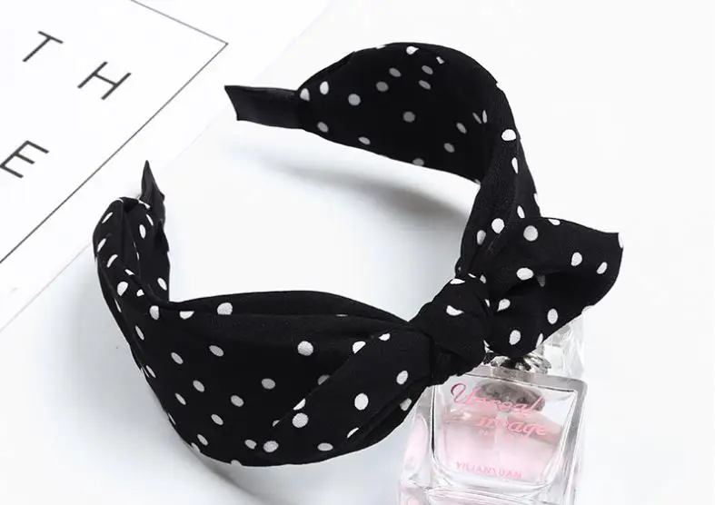 color 1 Широкий Бант, плетенная повязка для головы для Для женщин аксессуары в горошек повязка для волос; повязка на голову; Ретро Головные уборы для девочек-подростков головной повязкой для взрослых - Цвет: color 1