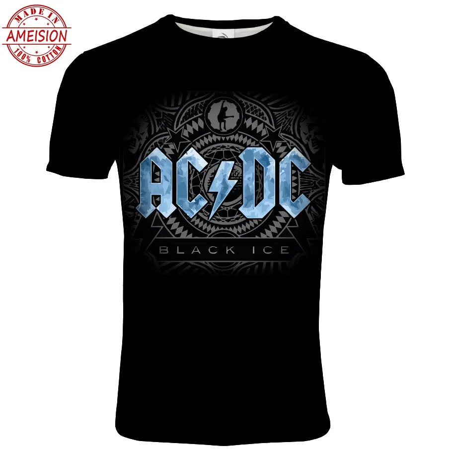 AC/DC футболка с короткими рукавами Мужская модная принтом каракули ADI Забавные