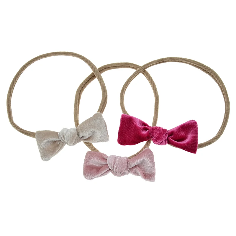 Прекрасный девочка бархат лук эластичный нейлон повязка на голову головные