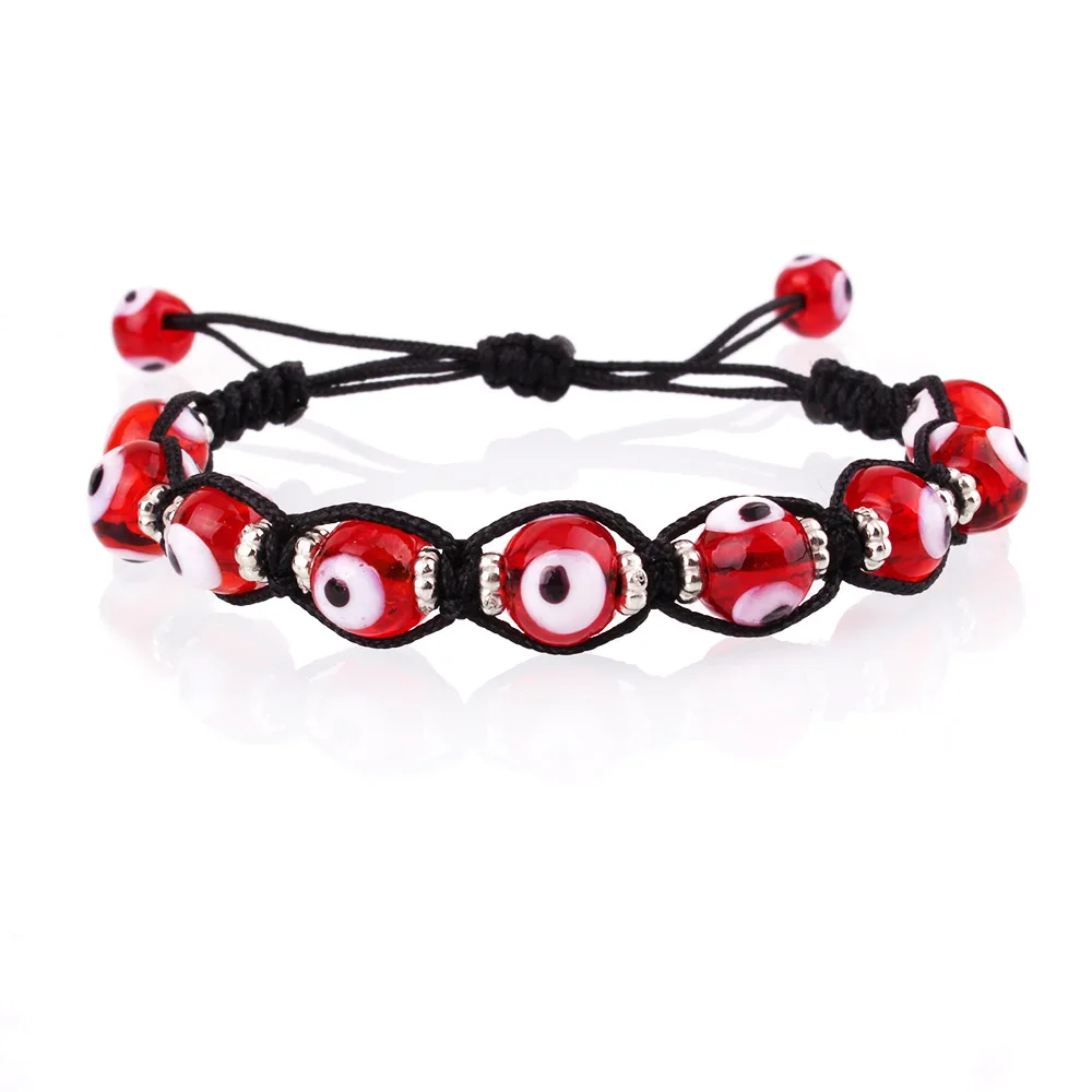 Round Evil Eye Glass Beads Macramed Bracelet For Woman Man Femme Blue Greece Black Thread Adjustable Protection Jewelry Gift | Украшения и