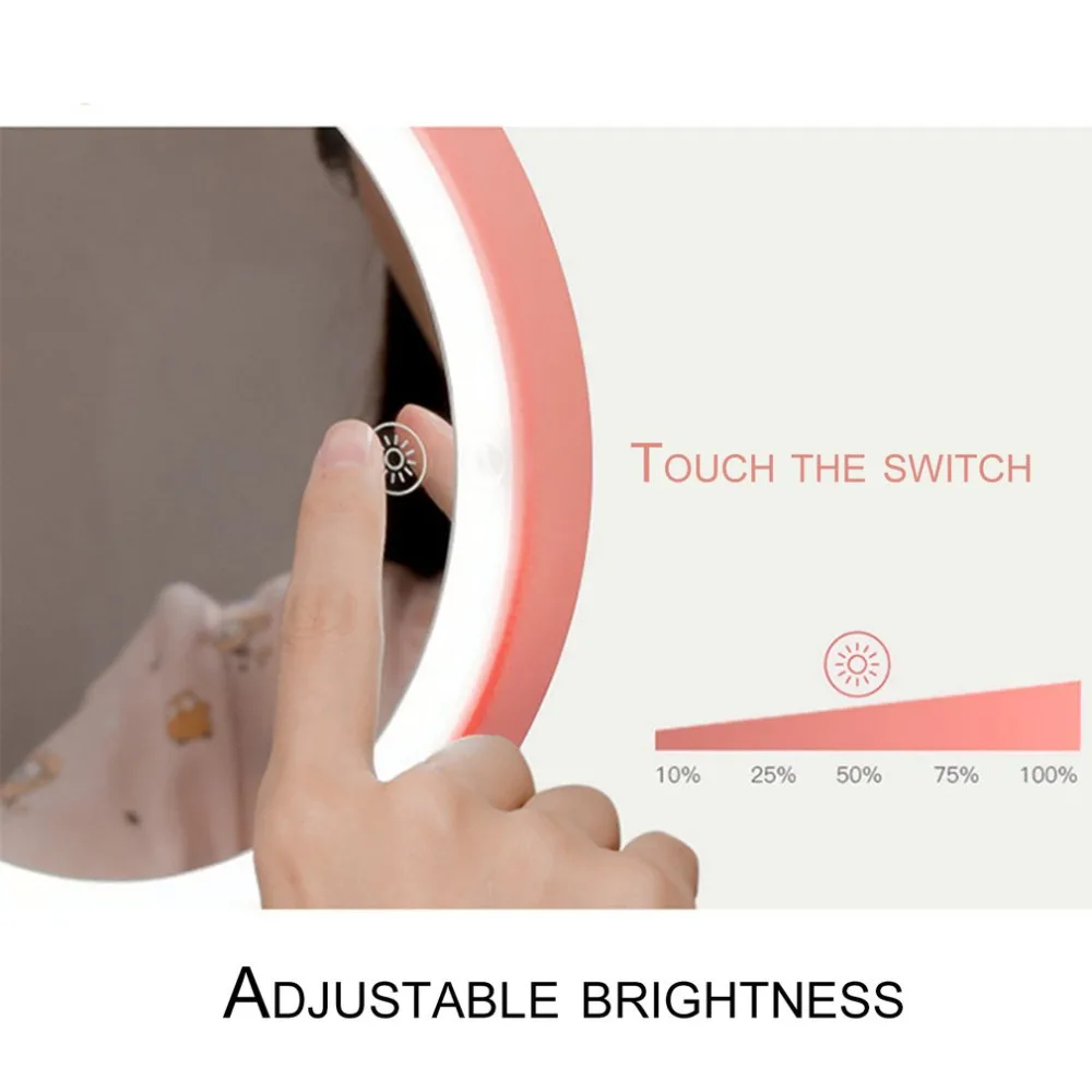 ICOCO Lovely Cute Design Foldale LED Touch Screen Desktop Makeup Mirrors USB Charging Travel Portable Cosmetic Sale | Освещение