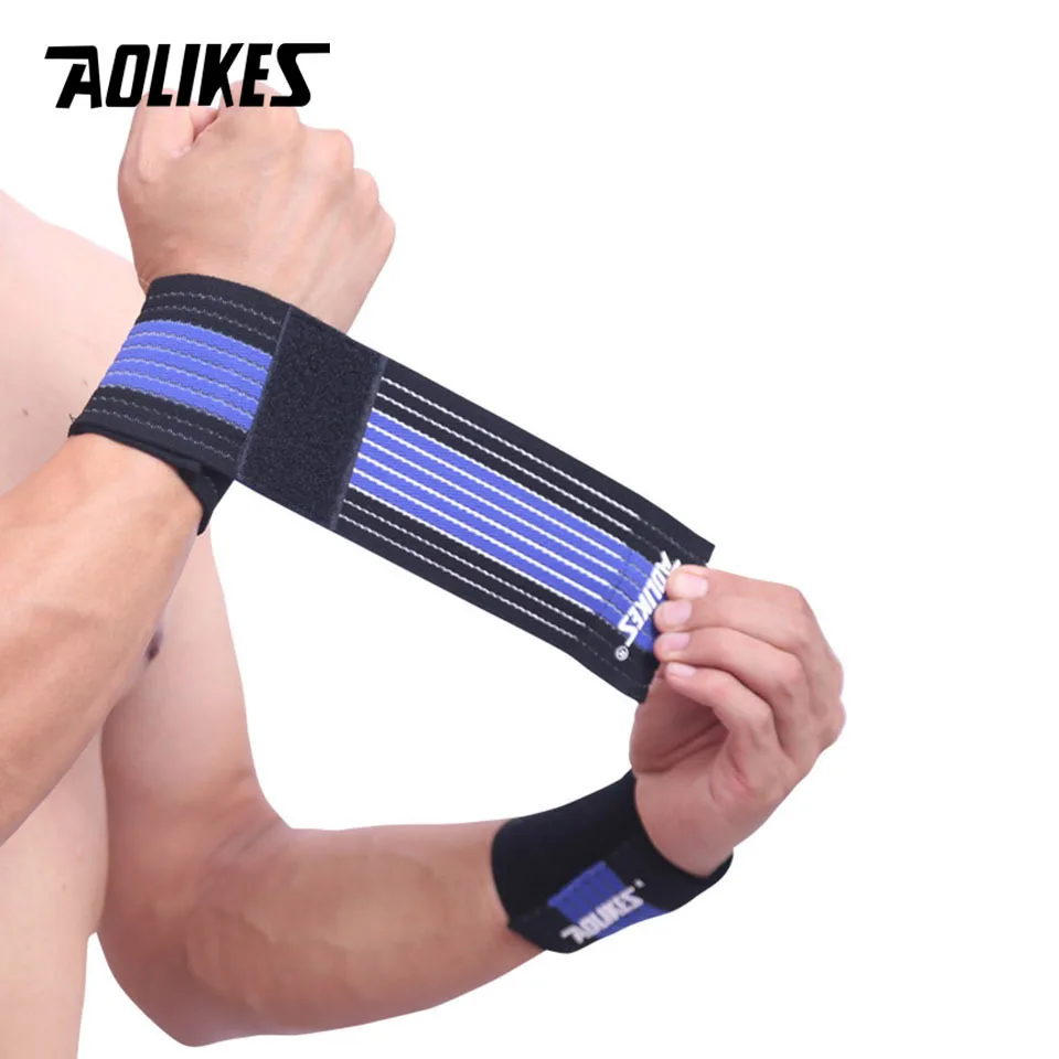 Black with blue 1pcs хлопок эластичный бинт рука тренажерный спортивный браслет напульсник обёрточная бумага Carpal туннель - Цвет: Black with blue