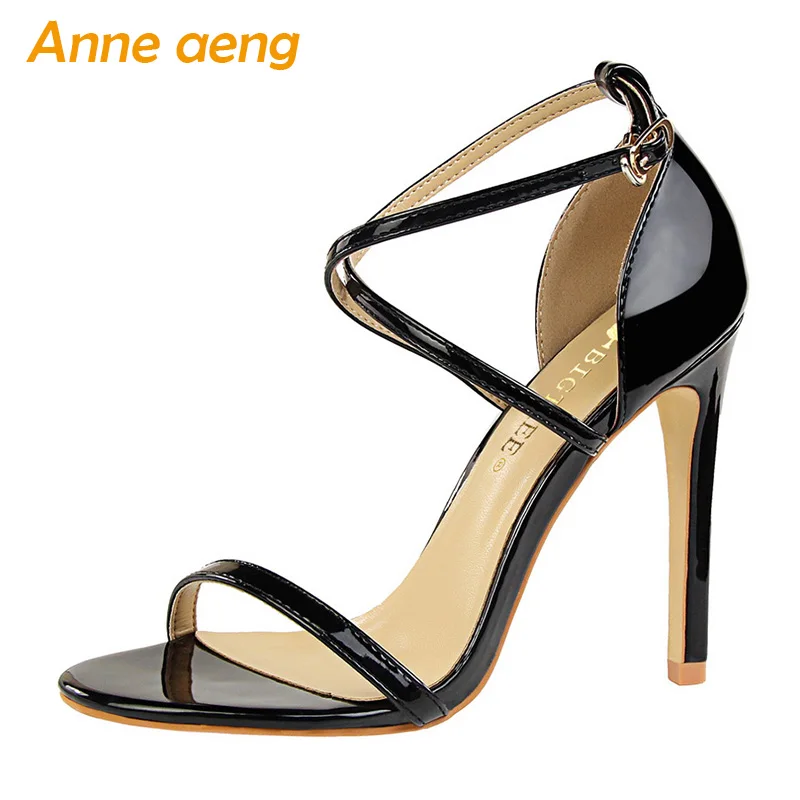 

2019 New Summer Women Ankle Strap Sandals High Thin Heel Buckle Cover Heel Fashion Sexy Ladies Women Shoes Black High Heels