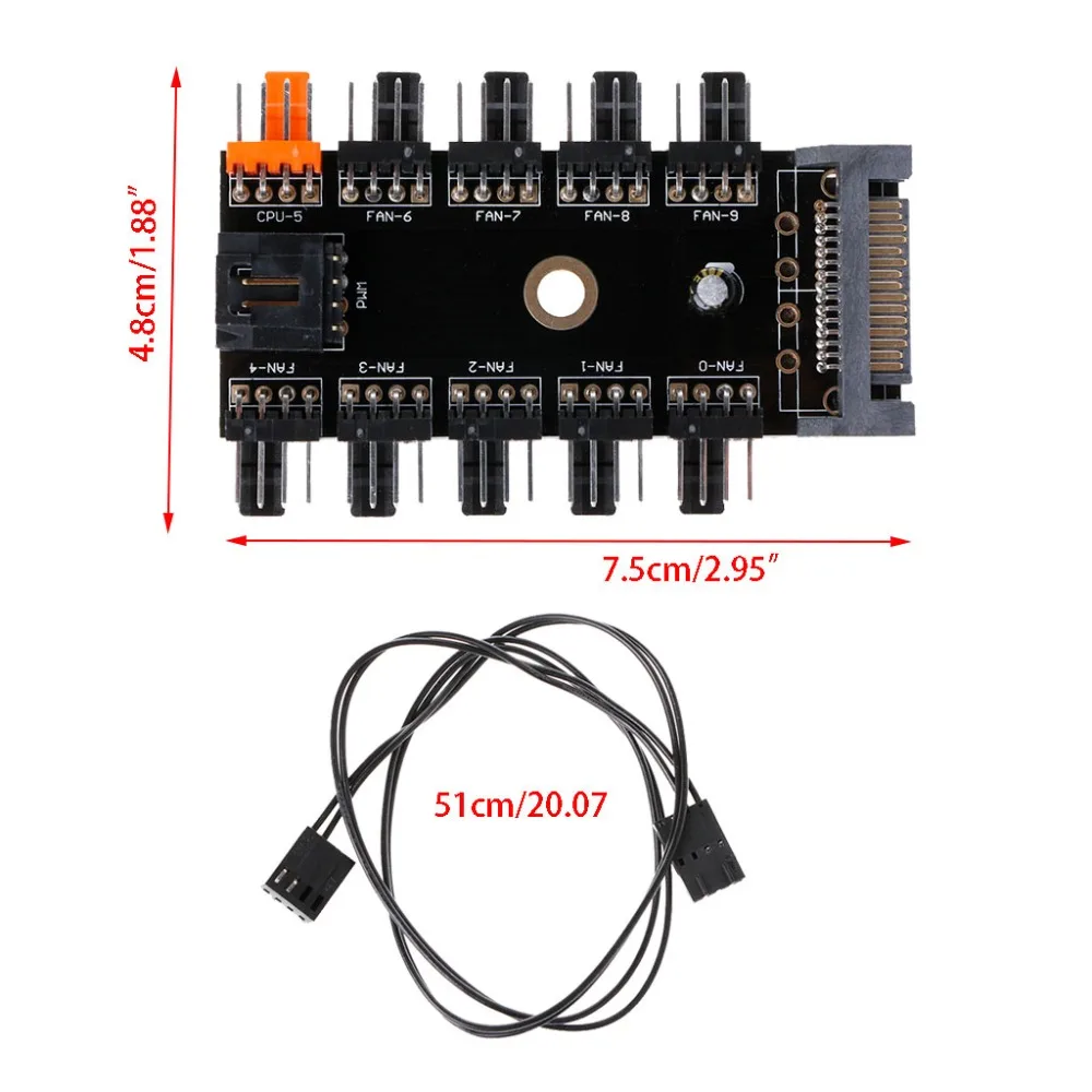 SATA 1 10 Way PWM охлаждающая док станция 12 В 4 контактный разъем питания PCB адаптер для