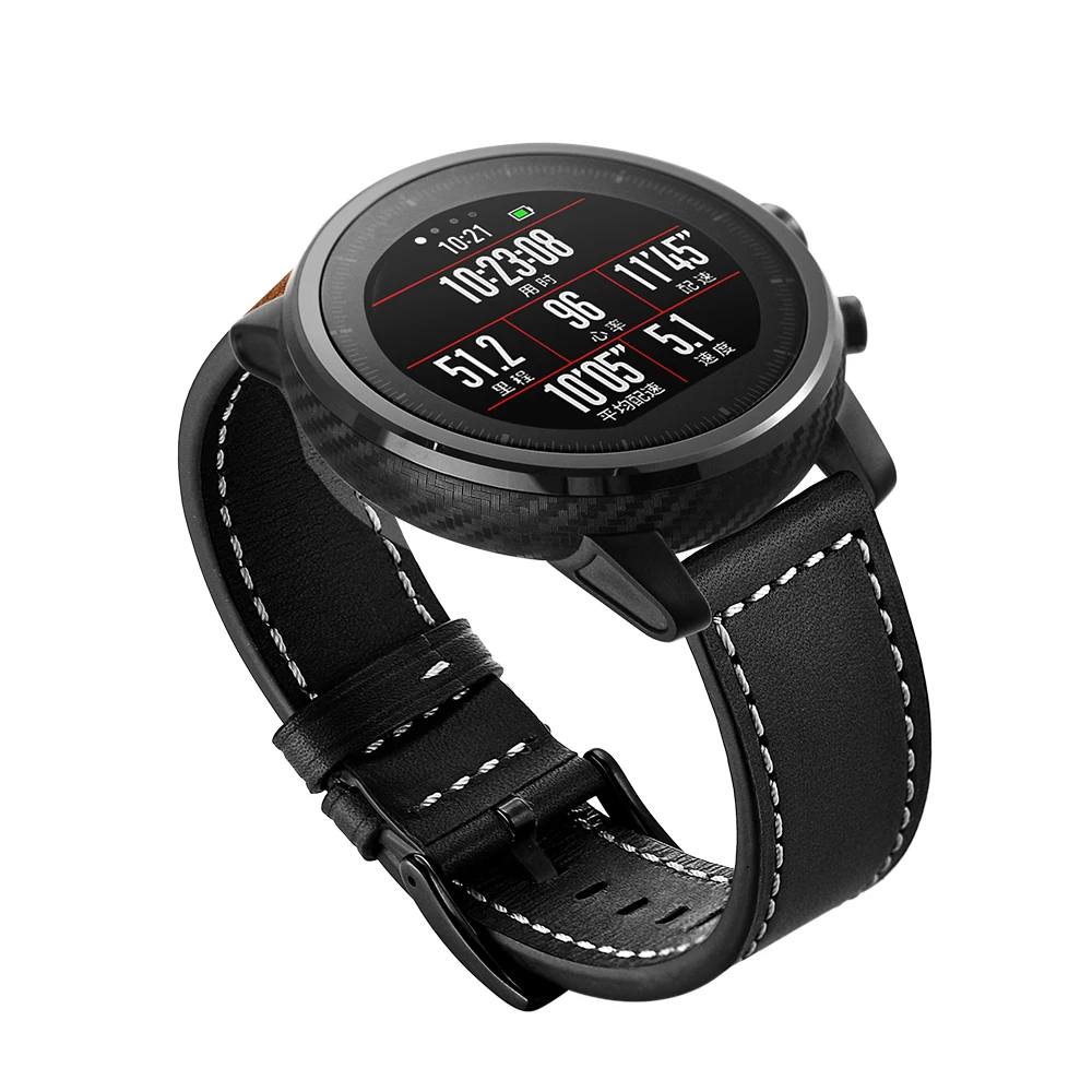 Кожаный ремешок для Xiaomi Huami Amazfit PACE Stratos Смарт-часы браслет для Xiaomi Amazfit ремешок из натуральной кожи ремень 22 мм