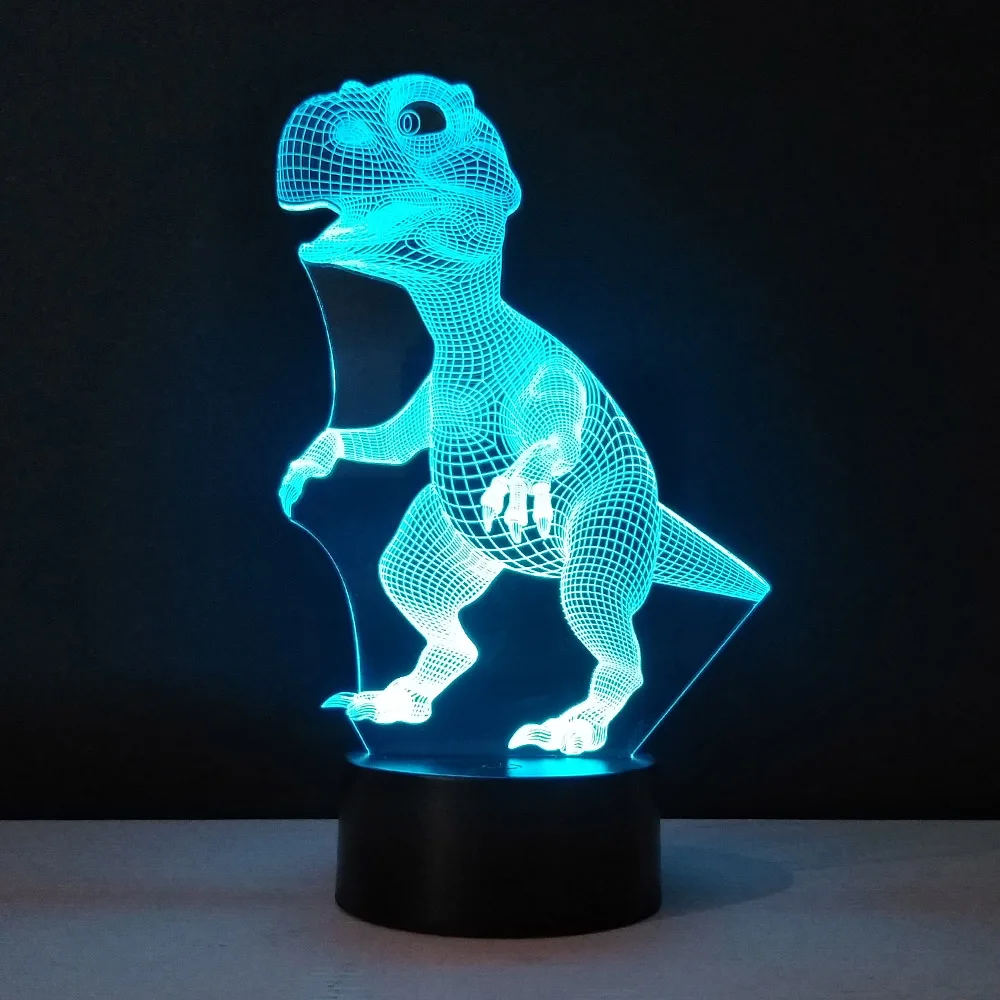 3D objet свет динозавров настольная лампа Цвет Сменные лампада USB нажатием кнопки veilleuse Enfant Deco Главная Освещение Luminaria Lampen