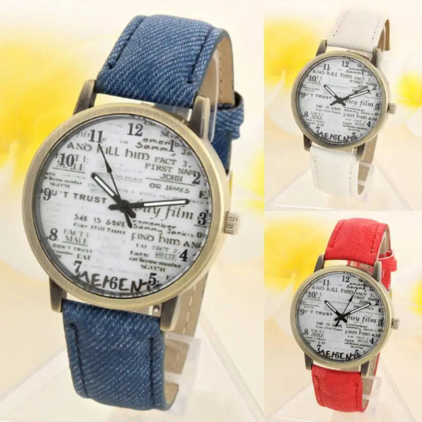

relogio masculino Quartz Fashion reloje hombre Faux Leather men's watch Analog Denim Fabric Wrist watch erkek kol saati #D