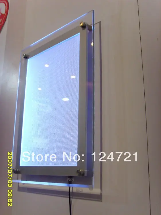2016 новый рекламный акриловый светодиодный лайтбокс серебристого цвета для