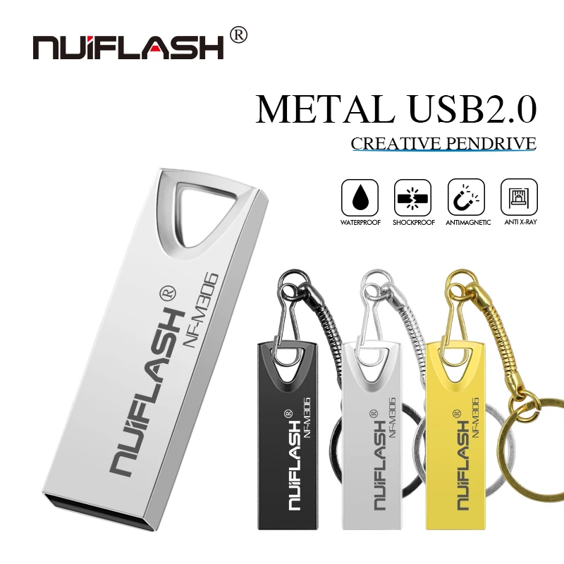 Usb флеш-накопитель Nuiflash usb2.0 64 ГБ, водонепроницаемые устройства хранения данных, 16 ГБ, 8 ГБ, 4 Гб, флешка 128 ГБ, 32 ГБ, u-диск с подарочным кольцом для ключей
