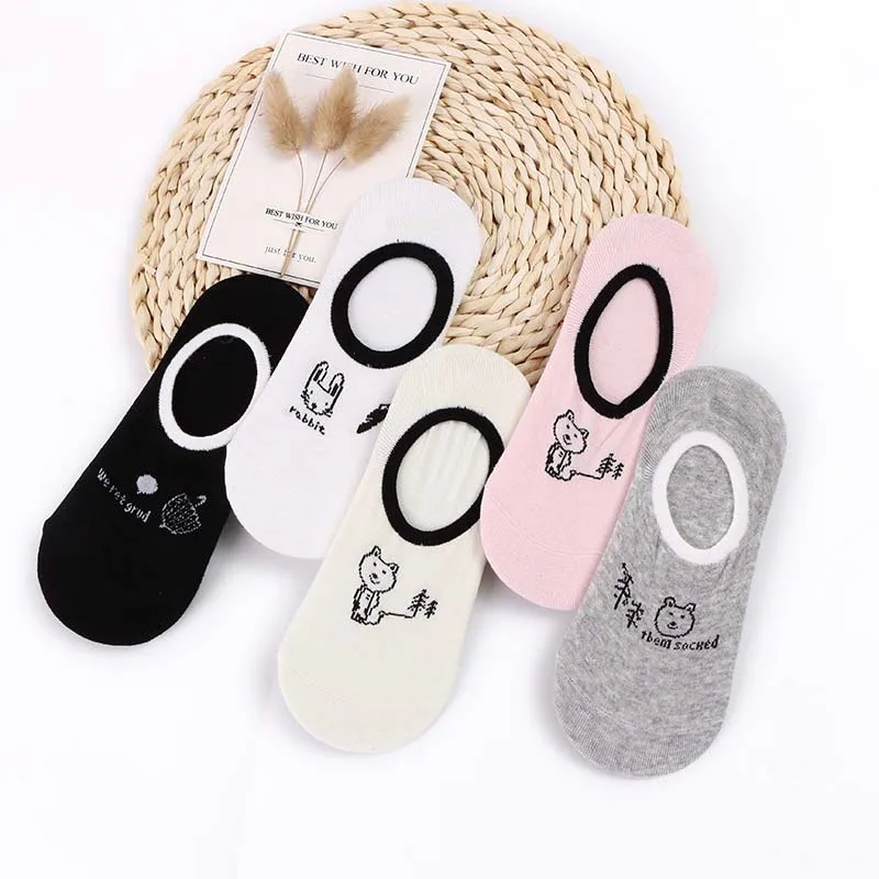 Носки женские хлопковые с мультяшным принтом тонкие летние для девочек и женщин 5