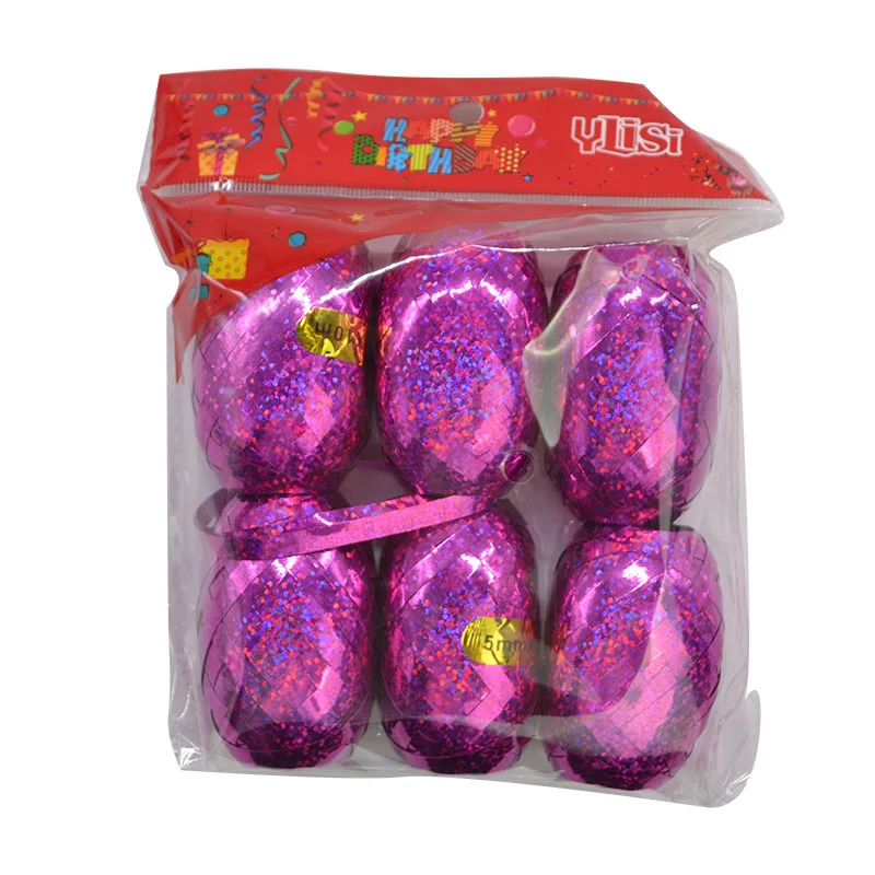 Rose red 6 шт., 5 мм* 10 м, воздушный шар из фольги, лазерный шар, белая, розовая, Золотая лента, украшение для свадьбы, дня рождения, вечеринки, воздушный шар, упаковка, кран - Цвет: Rose red