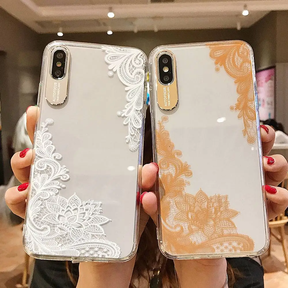 

TPU Case For iPhone X XS XR Xs 8 Plus 7 Plus Cases For iPhone 6 6S Plus 6 Cases Soft TPU Fashion Cover Lace Pattern Phone Cover