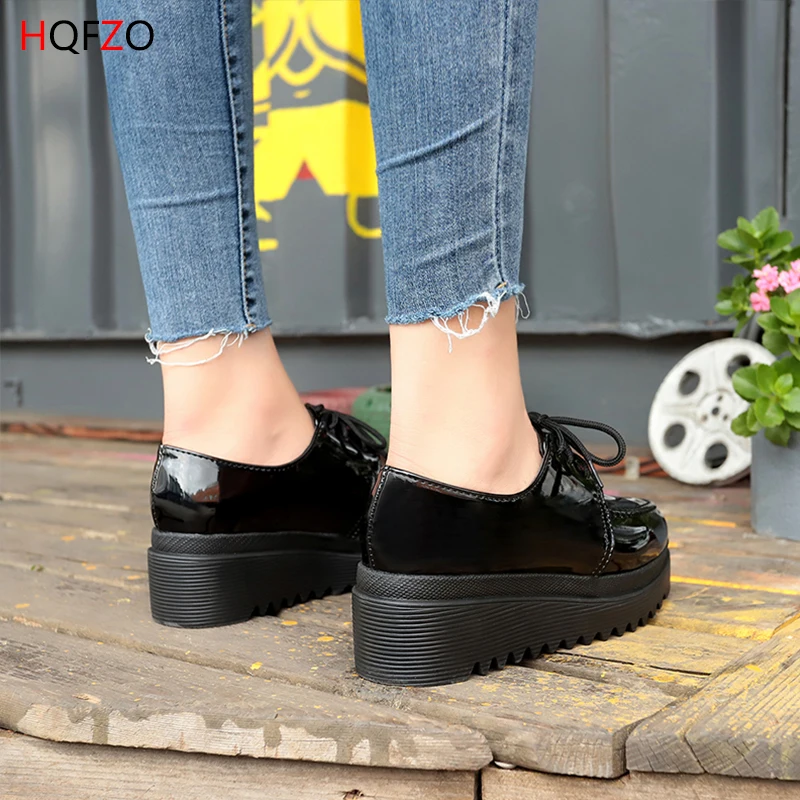HQFZO Pantshoes/Женская обувь на плоской платформе 6 см Повседневная дышащая с