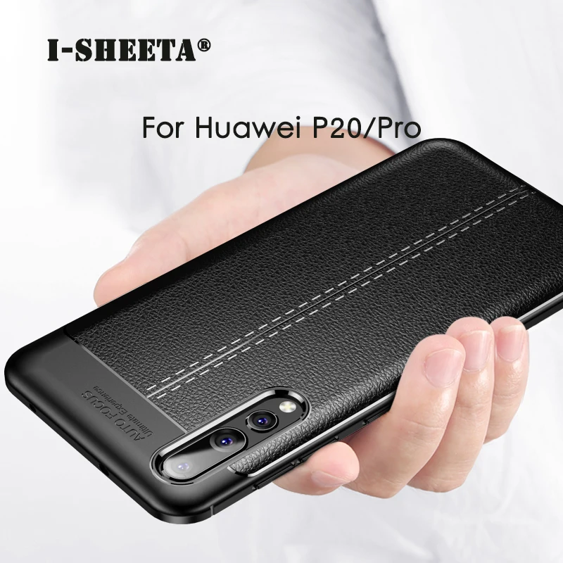 Гибридный чехол для Huawei P20 P30 Pro 3D Litchi Rind из матовой кожи Ультратонкий силиконовый