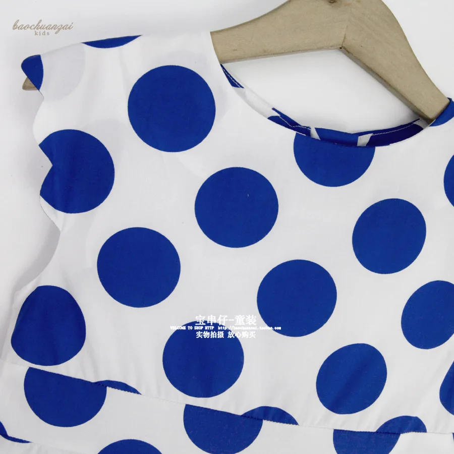 French European style girls cotton dress summer thin blue round | Детская одежда и обувь