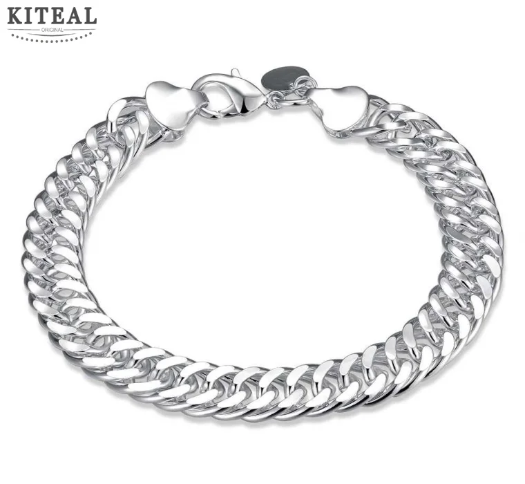 Free Shipping Wholesale Jewelry for women&men silver plated bracelet 10mm long 20cm men Bracelet |men bracelet|bracelet wholesalewholesale bracelets