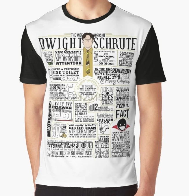 Мужская футболка с принтом The Wise Words of Dwight Schrute (легкая футболка) Графический Топ