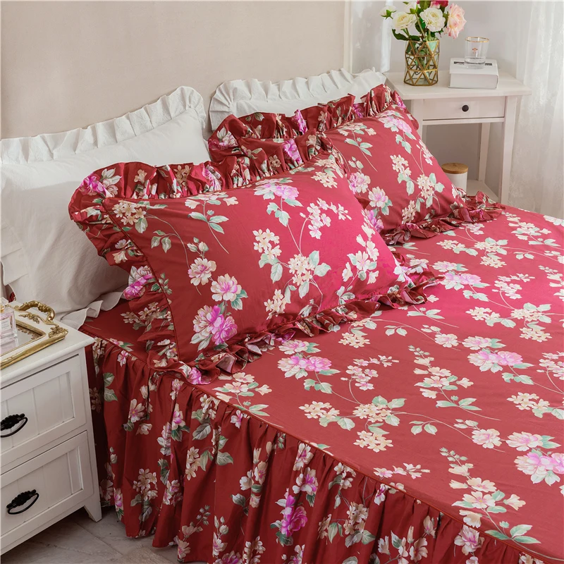 Роскошный хлопковый комплект постельного белья с цветами королевский красным
