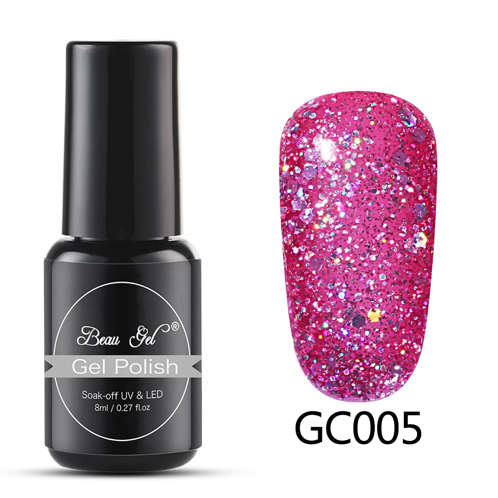GC005 Beau гель 8 мл гель для ногтей бриллиантовый блеск с ультрафиолетовым свечением Гель-лак для ногтей светодиодный светильник гель лак Полупостоянный Гель-лак грунтовка для ногтей - Цвет: GC005