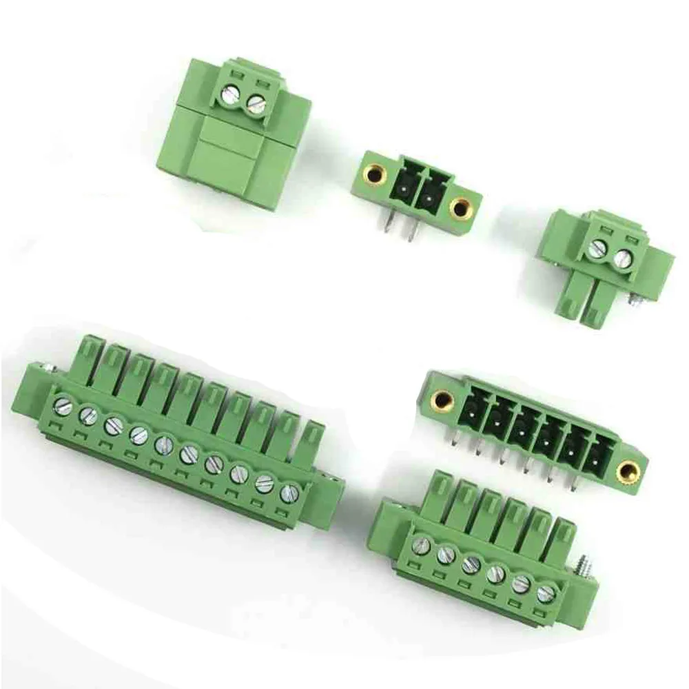 3,81 мм шаг PCB Винтовые клеммные блоки с фланцем, вилка+ правый угол штыревой разъем