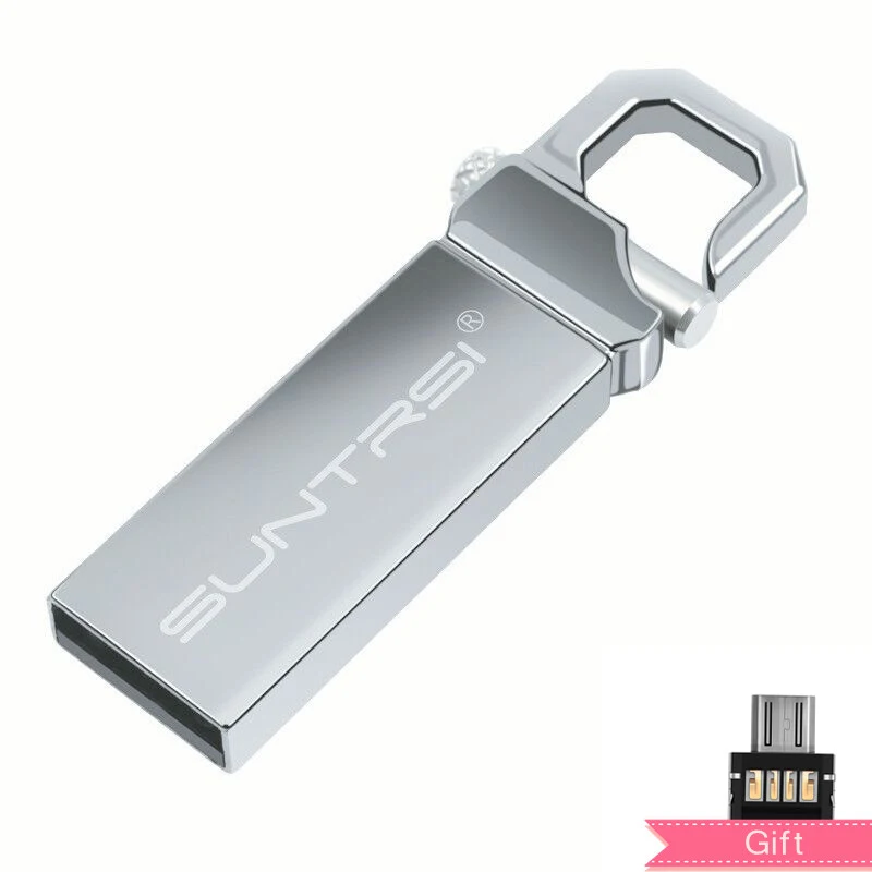Suntrsi usb flash 128 Гб 64 ГБ флеш-накопитель высокоскоростной 32 Гб usb флеш-накопитель водонепроницаемый usb накопитель 16 ГБ 8 ГБ 4 ГБ металлический логотип под заказ - Цвет: with OTG adapter