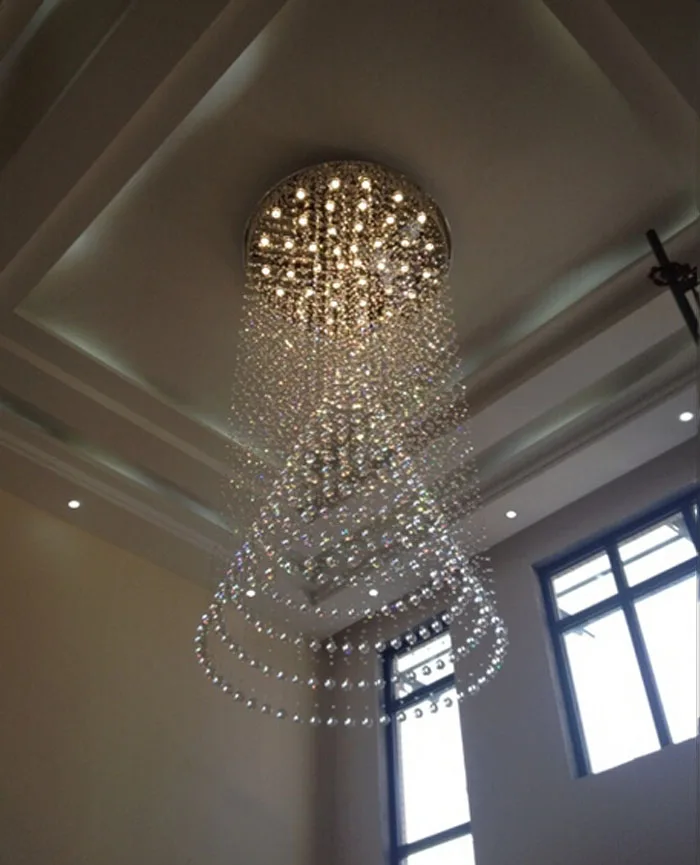 Роскошная большая люстра для виллы гостиной двойная хрустальная светильник