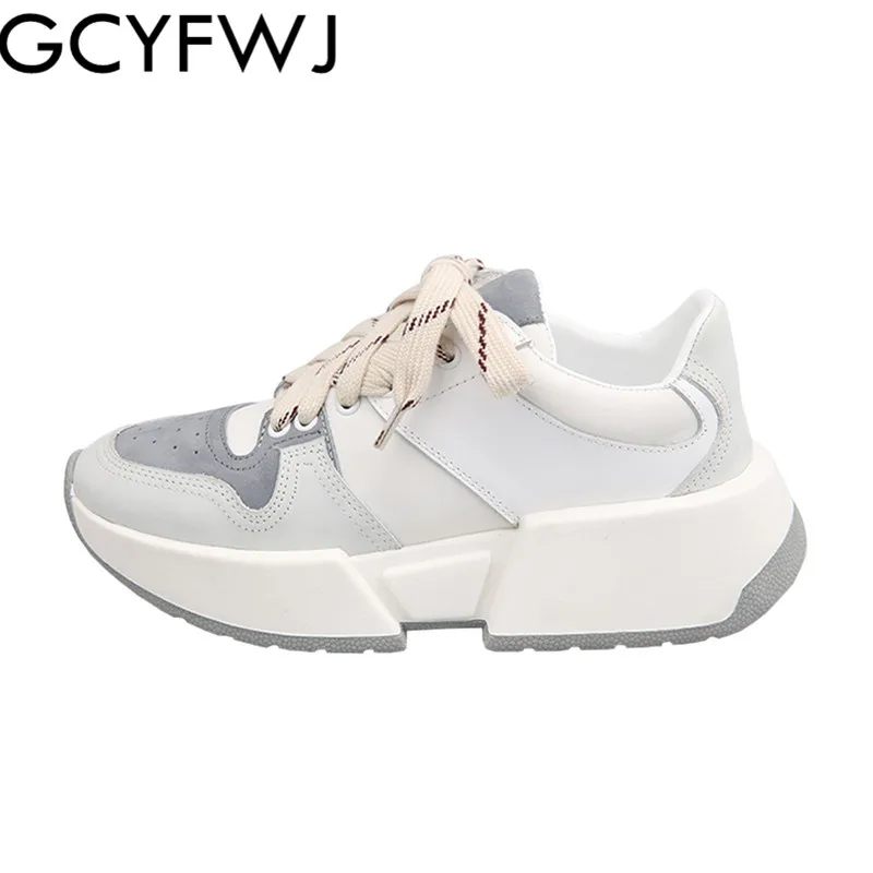 GCYFWJ/Новинка сезон весна-осень кроссовки на платформе кожаная женская обувь