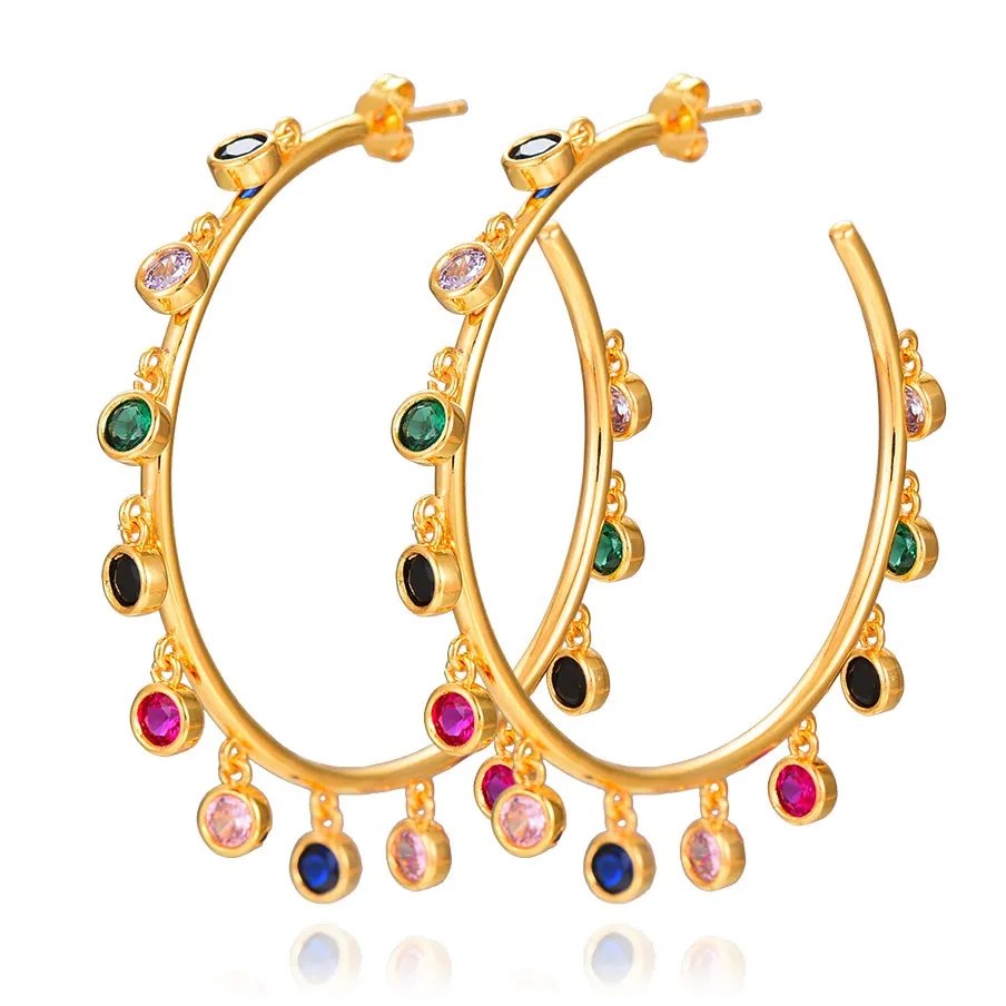 

GODKI Luxury Tassel Drop Cubic Zircon Statement MAXI Hoop Earring For Women Wedding DUBAI Bridal Round Circle Hoop Earrings 2022