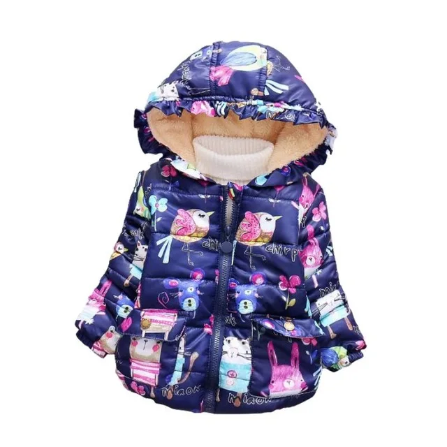 Синий Новые хлопковые пальто с капюшоном для маленьких девочек г. Зимняя куртка Детское пальто детская теплая одежда пуховики и парки для девочек - Цвет: Синий