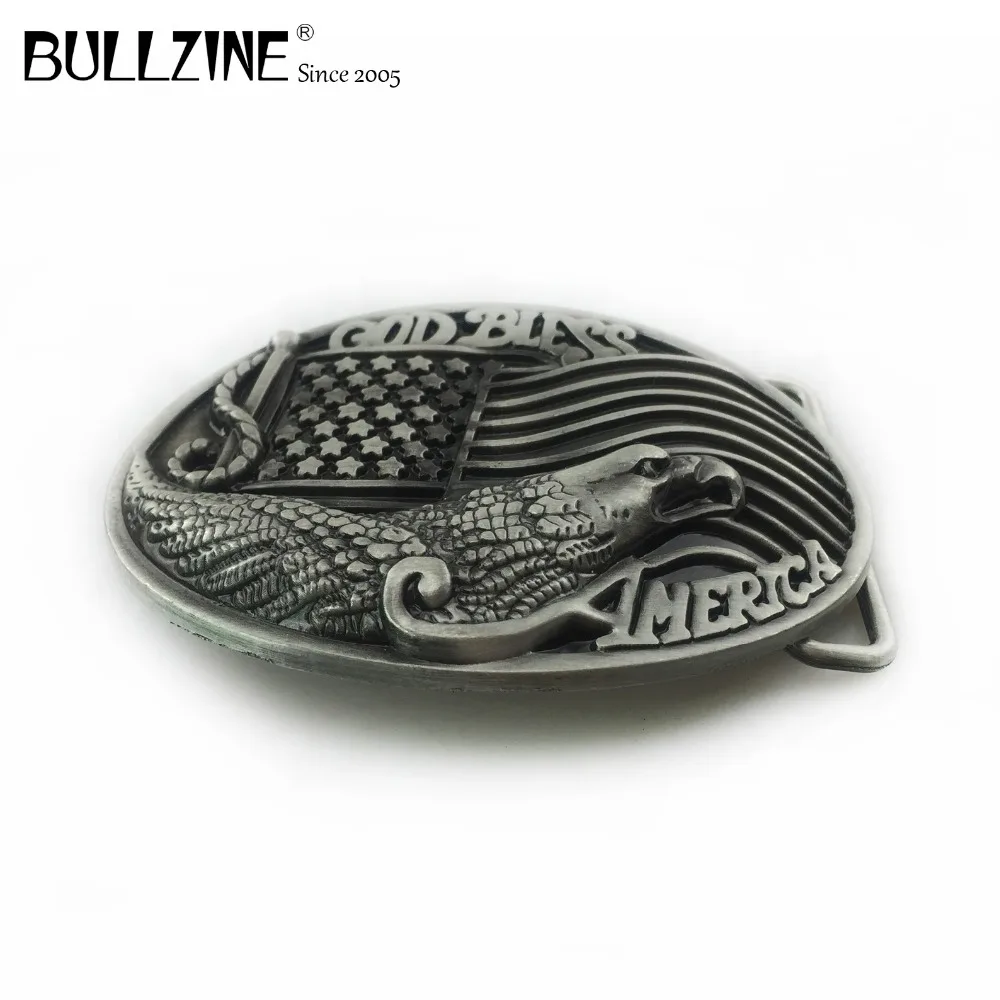 Оптовая продажа цинковый сплав Bullzine ретро-Орел с флагом США GOD bless America пряжка