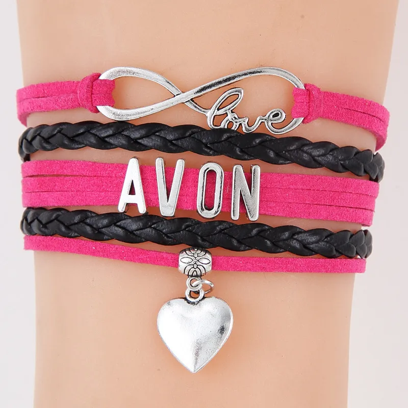 (10 шт./лот) Бесконечность любовь AVON Подвеска для браслета в форме сердца плетеные