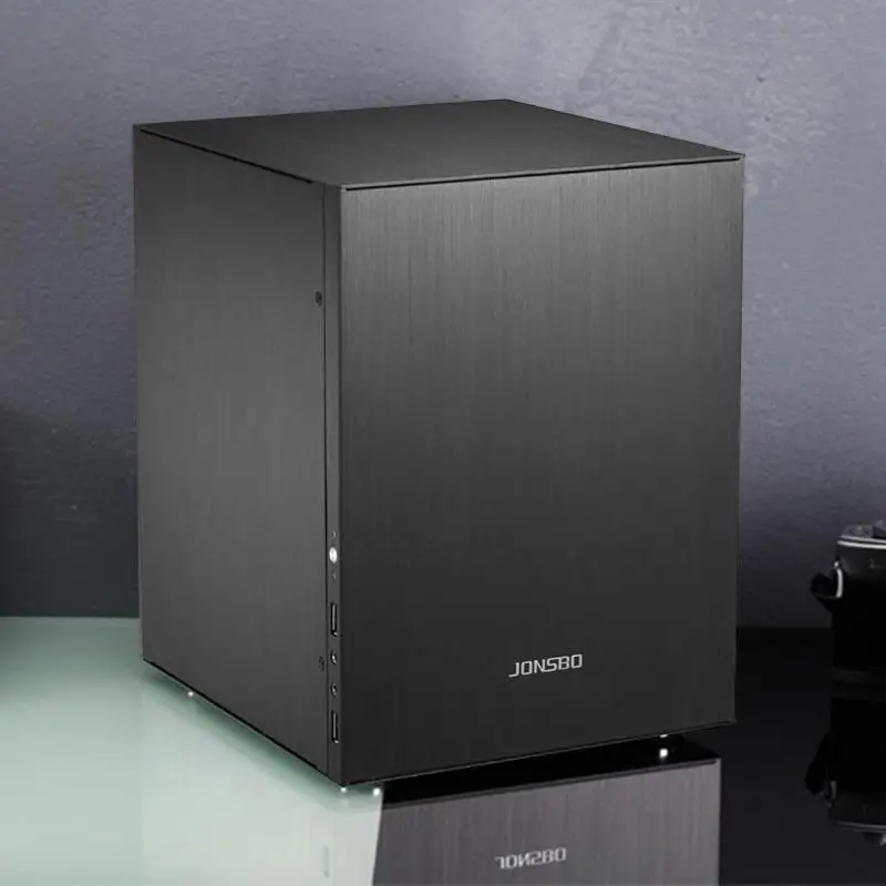 Jonsbo C2 Алюминиевый Чехол для компьютера Настольный ПК Chassisfor Mini ITX/Micro-ATX(245x215 мм) 200x224x270 мм