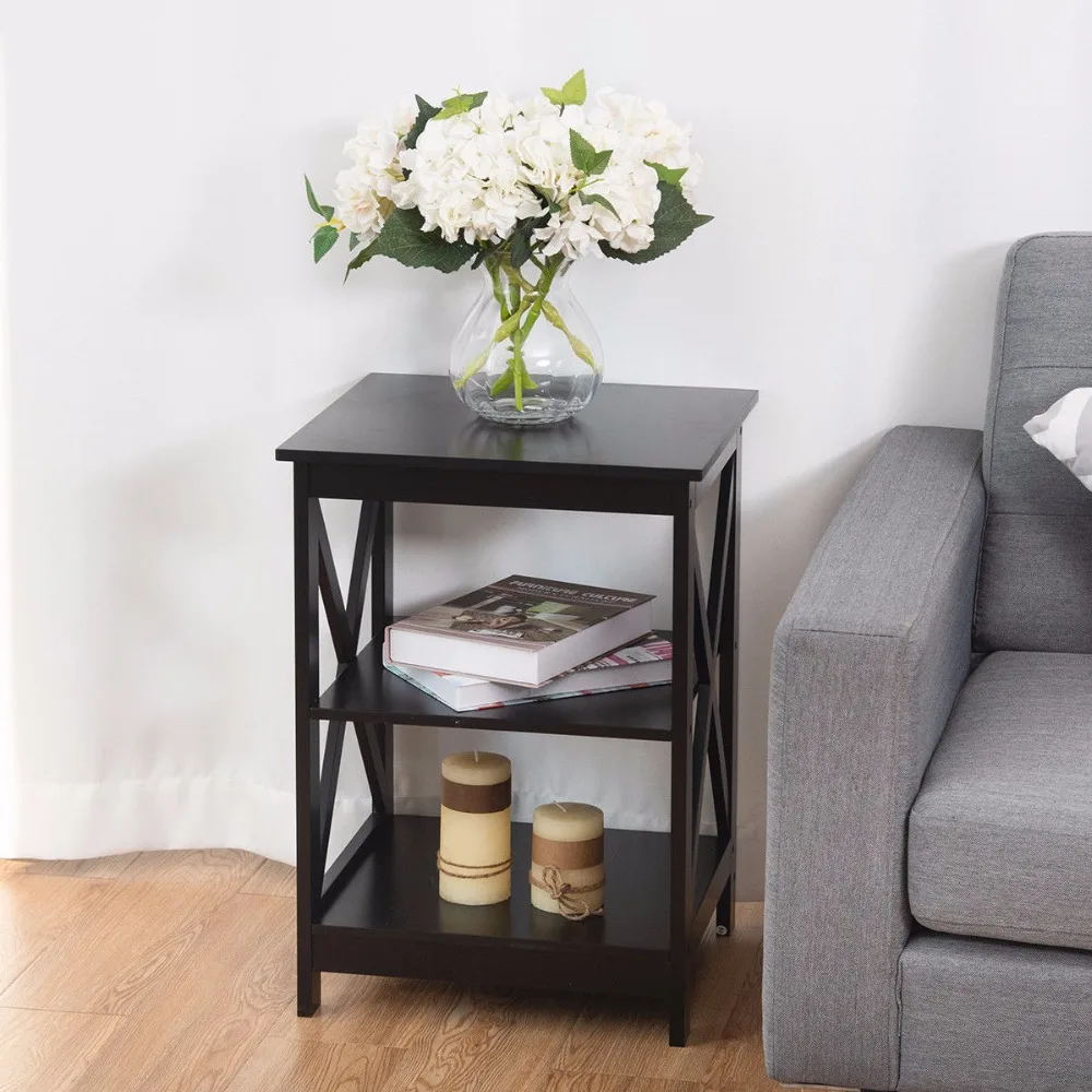 

Giantex 3-Tier Nightstand End Table Storage Display Shelf Living Room Furni White New Home Furniture HW58944