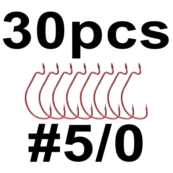 Red 5-0 30pcs Cassyaa 30-50 шт. рыболовные крючки из высокоуглеродистой стали Кривошип колючий крючок джиг большой Кривошип крючок для мягкой приманки снасти Высокое качество KXY051 - Цвет: Red 5-0 30pcs