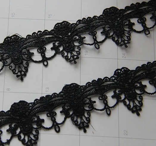Ажурная вышивка кружевная отделка изящное черное венецианское кружево античная