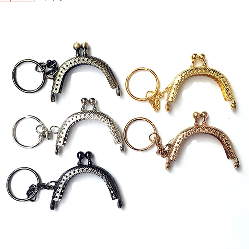 

10Pcs Kiss Clasps Lock With Keyring Chain Arched Metal Frame Lattice Mixed For Purse Bag Handbag Handle DIY Accessories 5cm
